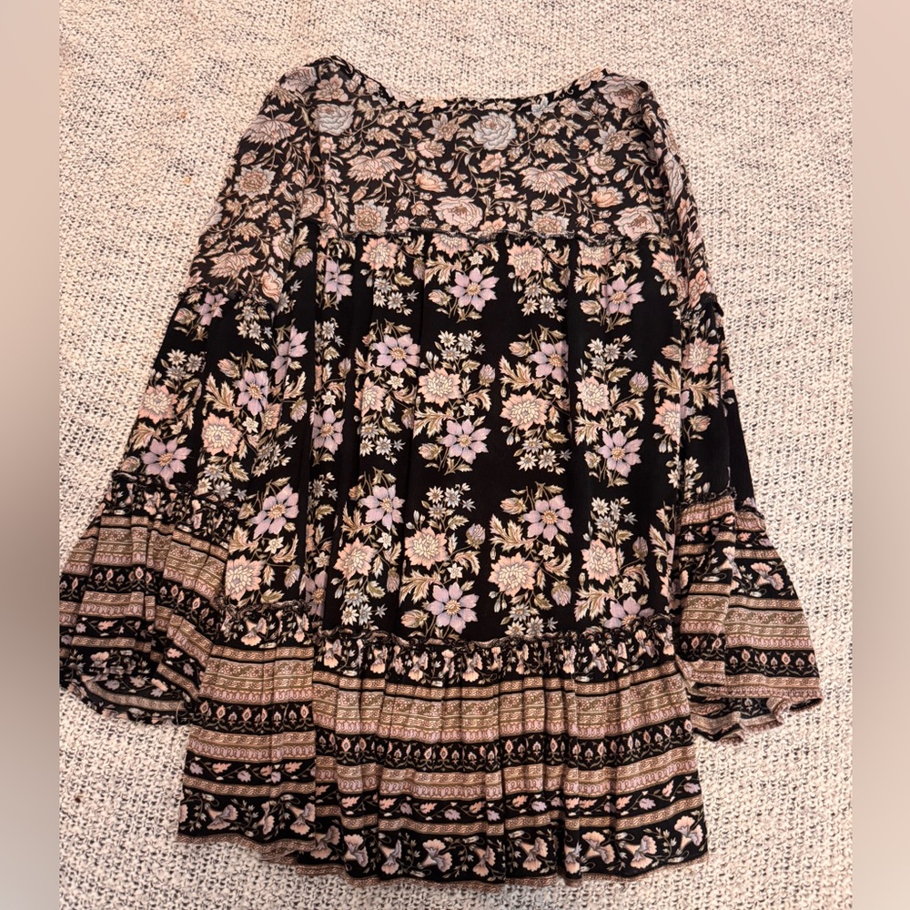 American Eagle Small Black Floral Boho Peasant Top - Picture 3 of 4